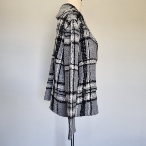 Rachel Zoe Grey & Black Plaid Soft & Cosy Double Breasted Jacket Size L - Picture 4 of 7